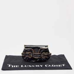Pre Owned Fendi Black/Gold Patent and Leather B Clutch