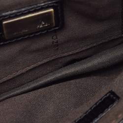 Pre Owned Fendi Black/Gold Patent and Leather B Clutch