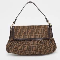Pre Owned Fendi Tobacco Zucca Canvas and Leather Chef Shoulder Bag