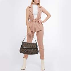 Pre Owned Fendi Tobacco Zucca Canvas and Leather Chef Shoulder Bag