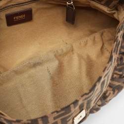 Pre Owned Fendi Tobacco Zucca Canvas and Leather Chef Shoulder Bag