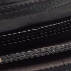 Pre Owned Fendi Black Leather Logo Flap Continental Wallet