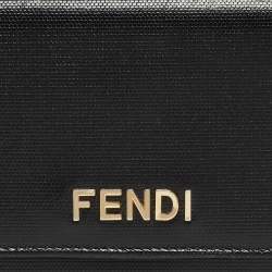 Pre Owned Fendi Black Leather Logo Flap Continental Wallet
