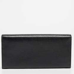Pre Owned Fendi Black Leather Logo Flap Continental Wallet