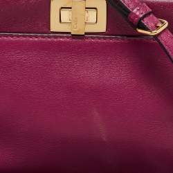 Pre Owned Fendi Pink Leather Micro Peekaboo Crossbody Bag