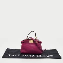 Pre Owned Fendi Pink Leather Micro Peekaboo Crossbody Bag