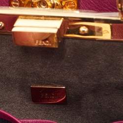 Pre Owned Fendi Pink Leather Micro Peekaboo Crossbody Bag