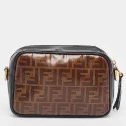 Pre Owned Fendi Tobacco/Black Coated Canvas and Leather F is Fendi  Stamp Patch Camera Bag
