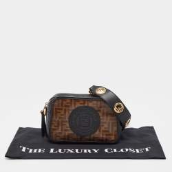 Pre Owned Fendi Tobacco/Black Coated Canvas and Leather F is Fendi  Stamp Patch Camera Bag