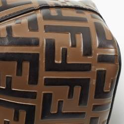 Pre Owned Fendi Brown/Black Zucca Leather Mini Mon Tresor Drawstring Bucket Bag