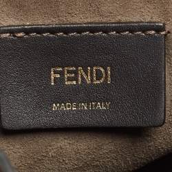 Pre Owned Fendi Brown/Black Zucca Leather Mini Mon Tresor Drawstring Bucket Bag