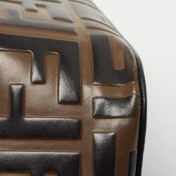 Pre Owned Fendi Brown/Black Zucca Leather Mini Mon Tresor Drawstring Bucket Bag