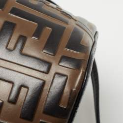 Pre Owned Fendi Brown/Black Zucca Leather Mini Mon Tresor Drawstring Bucket Bag