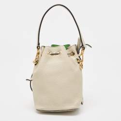 مملوكة مسبقًا Fendi Grey/Green Leather Mini Mon Tresor Bucket Bag