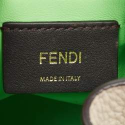 مملوكة مسبقًا Fendi Grey/Green Leather Mini Mon Tresor Bucket Bag