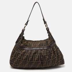 Pre Owned Fendi Tobacco Zucca Canvas and Leather Chef Shoulder Bag