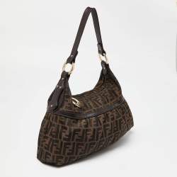 Pre Owned Fendi Tobacco Zucca Canvas and Leather Chef Shoulder Bag