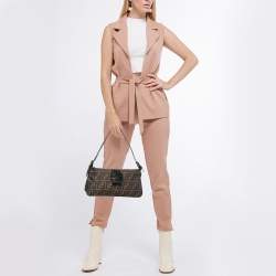 Fendi Dark Brown/Tobacco Zucca Canvas Zip Baguette Bag
