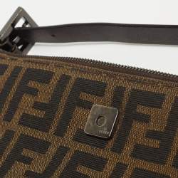 Fendi Dark Brown/Tobacco Zucca Canvas Zip Baguette Bag