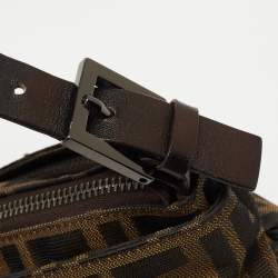 Fendi Dark Brown/Tobacco Zucca Canvas Zip Baguette Bag