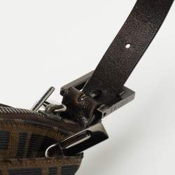 Fendi Dark Brown/Tobacco Zucca Canvas Zip Baguette Bag