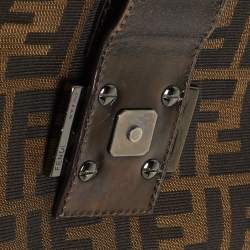 Fendi Dark Brown/Tobacco Zucca Canvas Zip Baguette Bag