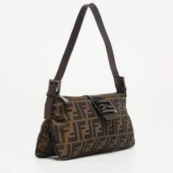 Fendi Dark Brown/Tobacco Zucca Canvas Zip Baguette Bag