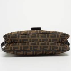 Fendi Dark Brown/Tobacco Zucca Canvas Zip Baguette Bag