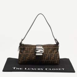 Fendi Dark Brown/Tobacco Zucca Canvas Zip Baguette Bag