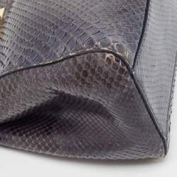 Fendi Navy Blue Python Mini Peekaboo Top Handle Bag