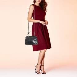 Fendi Navy Blue Python Mini Peekaboo Top Handle Bag