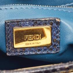 Fendi Navy Blue Python Mini Peekaboo Top Handle Bag
