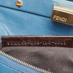 Fendi Navy Blue Python Mini Peekaboo Top Handle Bag