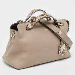 Pre Owned Fendi Beige/Cream Leather and Python Small By The Way Shoulder Bag