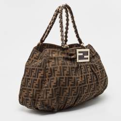 Pre Owned Fendi Tobacco Zucca Canvas Mia Shoulder Bag