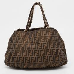 Pre Owned Fendi Tobacco Zucca Canvas Mia Shoulder Bag