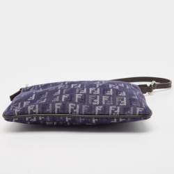 Pre Owned حقيبة صغيرة فندي جلد وكانفاس زوكينو بني/أزرق بسحاب