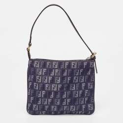 Pre Owned حقيبة صغيرة فندي جلد وكانفاس زوكينو بني/أزرق بسحاب