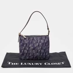 Pre Owned حقيبة صغيرة فندي جلد وكانفاس زوكينو بني/أزرق بسحاب