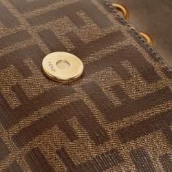 مملوكة مسبقًا Fendi Tobacco Zucca Coated Canvas and Leather 1974 FF Flap Crossbody Bag