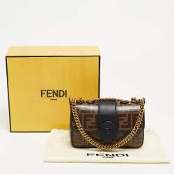 مملوكة مسبقًا Fendi Tobacco Zucca Coated Canvas and Leather 1974 FF Flap Crossbody Bag