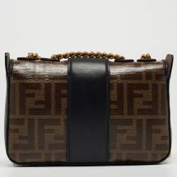 مملوكة مسبقًا Fendi Tobacco Zucca Coated Canvas and Leather 1974 FF Flap Crossbody Bag