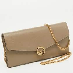 Pre Owned Fendi Beige Leather F is Fendi Wallet on Chain