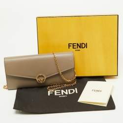 Pre Owned Fendi Beige Leather F is Fendi Wallet on Chain