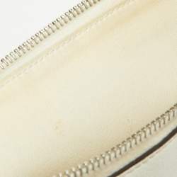Pre Owned Fendi Off White/Brown Leather and Watersnake Leather Monster Eyes Zip Pouch