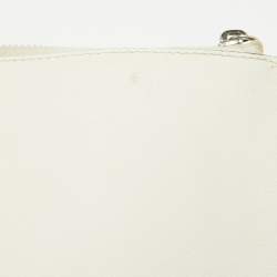 Pre Owned Fendi Off White/Brown Leather and Watersnake Leather Monster Eyes Zip Pouch