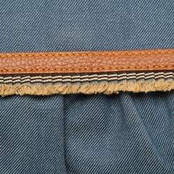 Pre Owned Fendi Blue/Tan Denim and Leather Chef Shoulder Bag