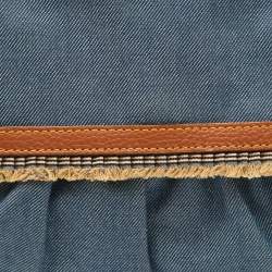 Pre Owned Fendi Blue/Tan Denim and Leather Chef Shoulder Bag