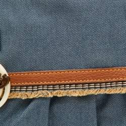 Pre Owned Fendi Blue/Tan Denim and Leather Chef Shoulder Bag