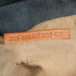 Pre Owned Fendi Blue/Tan Denim and Leather Chef Shoulder Bag